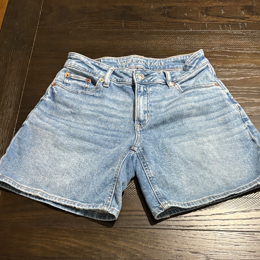 American Eagle Outfitters Light Blue High-Rise Denim Shorts